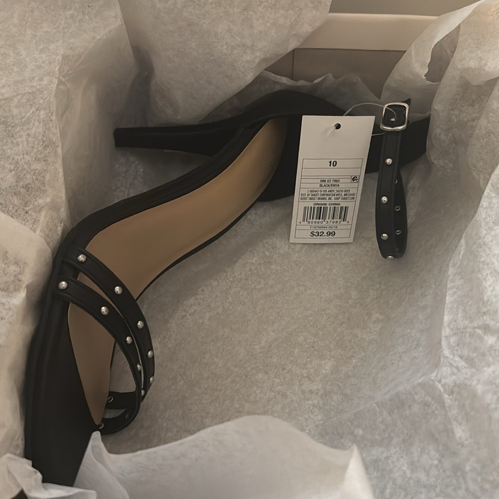 NWT Black Ankle Strap Stiletto Sandals